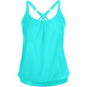 imageYonique Modest Tankini Tops for Women  Loose Fit Swim Tops No BottomAqua Blue
