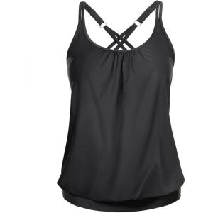 imageYonique Modest Tankini Tops for Women  Loose Fit Swim Tops No BottomBlack 01