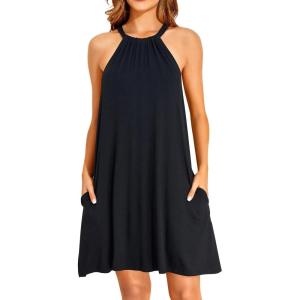 imageYonique Women Beach Cover Up Dresses Spaghetti Strap Dresses Summer Coverups Casual Sundresses with Ruffle HemBlack2