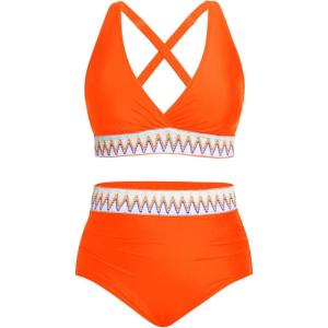 imageYonique Womens Plus Size Two Piece Bikini High Waisted Bathing Suit Tummy Control Swimsuit