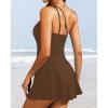imageOne Piece Tummy Control Swimdress  Women One Shoulder Bathing Suit with Skirt 2025 Modest Skirted Swim Dress SwimsuitBrown