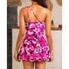 imageOne Piece Tummy Control Swimdress  Women One Shoulder Bathing Suit with Skirt 2025 Modest Skirted Swim Dress SwimsuitPink White Flower