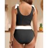 imageTwo Piece High Waisted Swimsuits  Women Tummy Control Bikini Modest Bathing Suit 2PC 2025Black and White