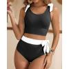 imageTwo Piece High Waisted Swimsuits  Women Tummy Control Bikini Modest Bathing Suit 2PC 2025Black and White