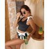 imageTwo Piece High Waisted Swimsuits  Women Tummy Control Bikini Modest Bathing Suit 2PC 2025Black and White
