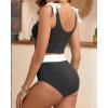 imageTwo Piece High Waisted Swimsuits  Women Tummy Control Bikini Modest Bathing Suit 2PC 2025Black and White