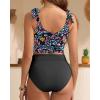 imageTwo Piece High Waisted Swimsuits  Women Tummy Control Bikini Modest Bathing Suit 2PC 2025Colorful Paisley