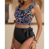 imageTwo Piece High Waisted Swimsuits  Women Tummy Control Bikini Modest Bathing Suit 2PC 2025Colorful Paisley