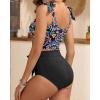 imageTwo Piece High Waisted Swimsuits  Women Tummy Control Bikini Modest Bathing Suit 2PC 2025Colorful Paisley
