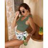 imageTwo Piece High Waisted Swimsuits  Women Tummy Control Bikini Modest Bathing Suit 2PC 2025Green Palm Tree