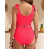 imageTwo Piece High Waisted Swimsuits  Women Tummy Control Bikini Modest Bathing Suit 2PC 2025Hot Red