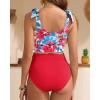 imageTwo Piece High Waisted Swimsuits  Women Tummy Control Bikini Modest Bathing Suit 2PC 2025Pink Blue Floral