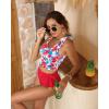 imageTwo Piece High Waisted Swimsuits  Women Tummy Control Bikini Modest Bathing Suit 2PC 2025Pink Blue Floral