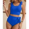 imageTwo Piece High Waisted Swimsuits  Women Tummy Control Bikini Modest Bathing Suit 2PC 2025Royal Blue