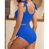 imageTwo Piece High Waisted Swimsuits  Women Tummy Control Bikini Modest Bathing Suit 2PC 2025Royal Blue