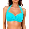 imageYonique Women Halter Bikini Top Push Up Swimsuit Top Retro Swim Top Twist Front Bathing Suit Top OnlyAqua