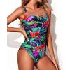 imageYonique Women One Piece Swimsuit Tummy Control Vintage Bathing Suit Ruched Swimwear Floral L
