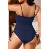 imageYonique Women Strapless One Piece Swimsuit Tummy Control Bandeau Bathing Suit Cheeky SwimwearNavy Blue
