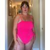 imageYonique Women Strapless One Piece Swimsuit Tummy Control Bandeau Bathing Suit Cheeky SwimwearPink