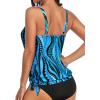 imageYonique Womens Blouson Tankini Top  Loose Fit Modest Swim TopBlue Ripples
