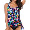 imageYonique Womens Blouson Tankini Top  Loose Fit Modest Swim TopColorful Floral