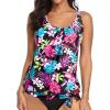 imageYonique Womens Blouson Tankini Top  Loose Fit Modest Swim TopColorful Flower