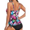 imageYonique Womens Blouson Tankini Top  Loose Fit Modest Swim TopColorful Flower
