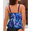 imageYonique Womens Blouson Tankini Top No Bottom Loose Fit Swim Top Modest Tank TopBlue Palm Leaves