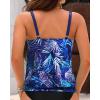 imageYonique Womens Blouson Tankini Top No Bottom Loose Fit Swim Top Modest Tank TopBlue Palm Leaves