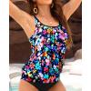 imageYonique Womens Blouson Tankini Top No Bottom Loose Fit Swim Top Modest Tank TopColorful Floral