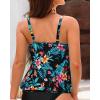 imageYonique Womens Blouson Tankini Top No Bottom Loose Fit Swim Top Modest Tank TopPalm Frond Green