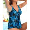 imageYonique Womens Flowy Tankini Top  Modest Swim Top with Loose Fit No BottomBlue Leaves1