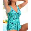 imageYonique Womens Flowy Tankini Top  Modest Swim Top with Loose Fit No BottomGreen Paisley1