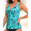 imageYonique Womens Flowy Tankini Top  Modest Swim Top with Loose Fit No BottomGreen Paisley1