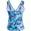 imageYonique Womens Tankini Top Only Tummy Control Bathing Suit Top Ruffle Swimsuit Top V Neck Swim Tank Top No BottomBlue Leaves