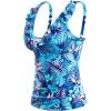 imageYonique Womens Tankini Top Only Tummy Control Bathing Suit Top Ruffle Swimsuit Top V Neck Swim Tank Top No BottomBlue Leaves
