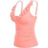 imageYonique Womens Tankini Top Only Tummy Control Bathing Suit Top Ruffle Swimsuit Top V Neck Swim Tank Top No BottomCoral Pink