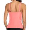 imageYonique Womens Tankini Top Only Tummy Control Bathing Suit Top Ruffle Swimsuit Top V Neck Swim Tank Top No BottomCoral Pink