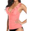 imageYonique Womens Tankini Top Only Tummy Control Bathing Suit Top Ruffle Swimsuit Top V Neck Swim Tank Top No BottomCoral Pink