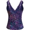 imageYonique Womens Tankini Top Only Tummy Control Bathing Suit Top Ruffle Swimsuit Top V Neck Swim Tank Top No BottomStarry Sky