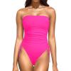 imageYonique Women Strapless One Piece Swimsuit Tummy Control Bandeau Bathing Suit Cheeky SwimwearPink