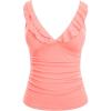 imageYonique Womens Tankini Top Only Tummy Control Bathing Suit Top Ruffle Swimsuit Top V Neck Swim Tank Top No BottomCoral Pink