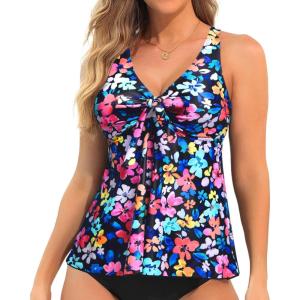imageYonique Womens Flowy Tankini Top  Modest Swim Top with Loose Fit No BottomColorful Floral