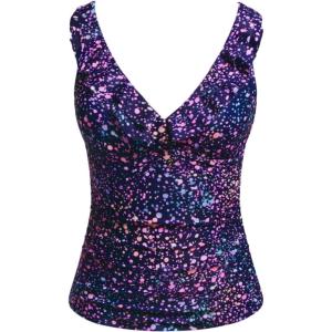imageYonique Womens Tankini Top Only Tummy Control Bathing Suit Top Ruffle Swimsuit Top V Neck Swim Tank Top No BottomStarry Sky