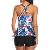 imageYonique Two Piece Tankini Swimsuits for Women with Shorts Athletic Bathing Suits Tummy Control Swimwear Blue Floral L