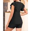 imageYonique Women Tankini with Shorts and Pocket Two Piece Swimsuits Ruffle Sleeve Bathing Suit Flowy Swimwear Black XXLarge