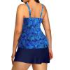 imageYonique Women Two Piece Plus Size Tankini with Skirt Tummy Control Bathing Suits High Neck SwimsuitsBlue Paisley