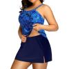 imageYonique Women Two Piece Plus Size Tankini with Skirt Tummy Control Bathing Suits High Neck SwimsuitsBlue Paisley