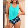 imageYonique Women Two Piece Tankini Blouson Swimsuit Bathing Suits Racerback Swim Tank Tops with Bottoms Tummy Control SwimwearAqua and Blue Flower