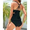 imageYonique Women Two Piece Tankini Blouson Swimsuit Bathing Suits Racerback Swim Tank Tops with Bottoms Tummy Control SwimwearDark Black